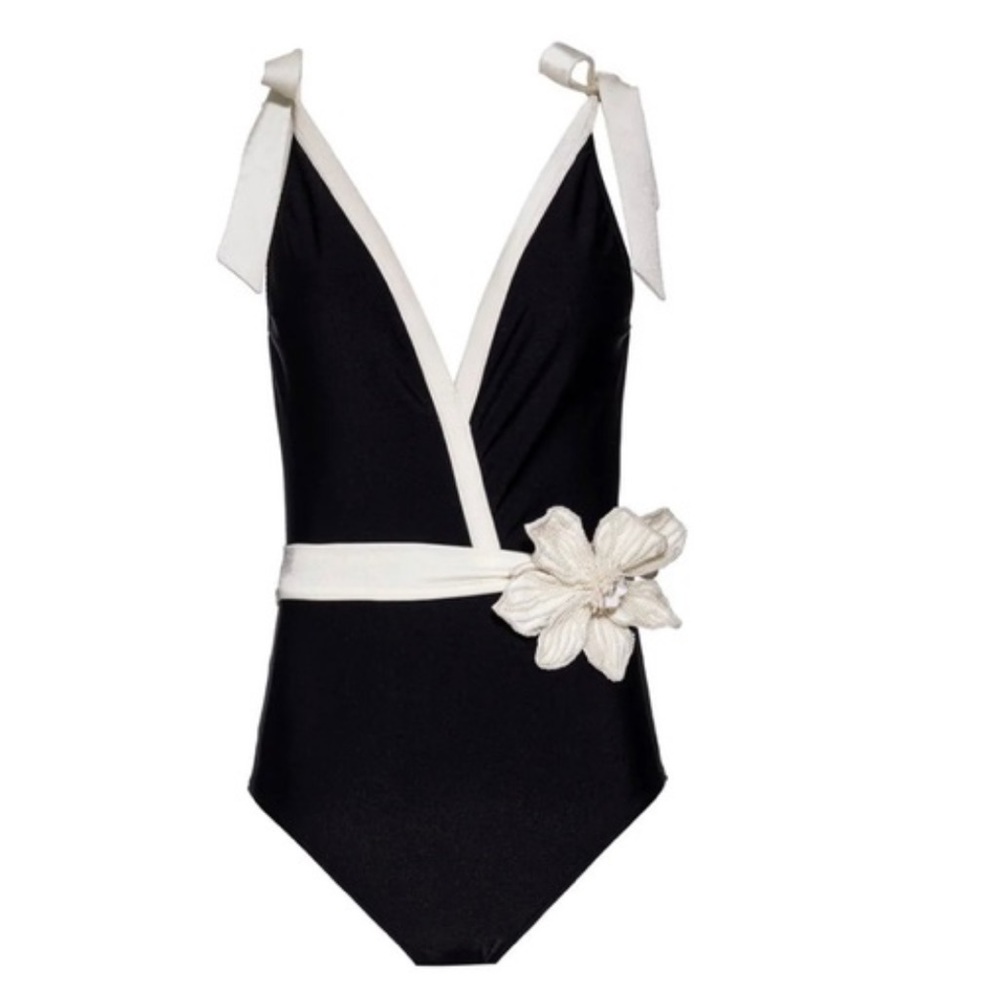 PatBO Plunge Neckline One-Piece Without Flower Size Medium
